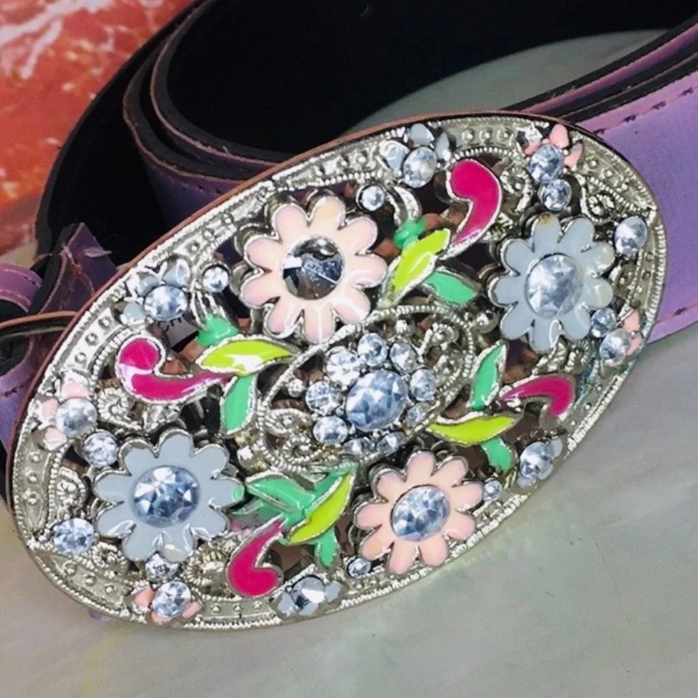 Pure Western Floral Rhinestone Enamel BuckleBelt